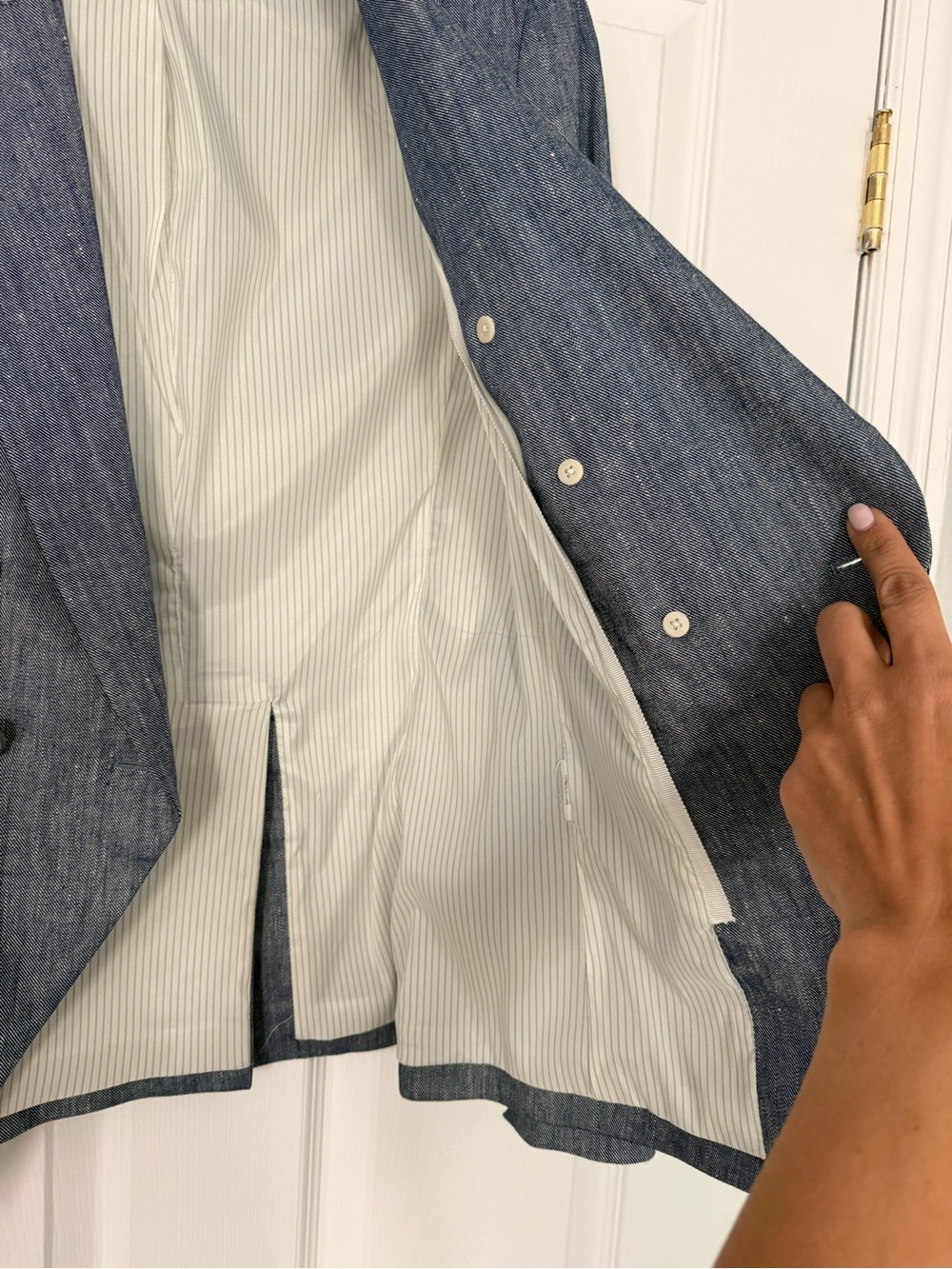 Veronica Beard Heathered Navy Double-Breasted Blazer - Picture 3 of 6